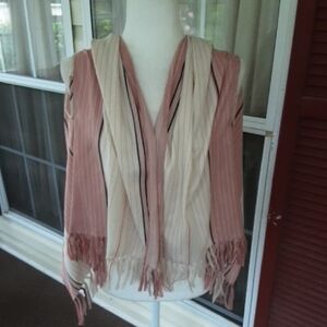 J. Crew‎ Pink and Cream Striped Wrap Shawl/Scarf